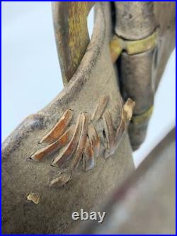 Large 19th c antique brass or bronze Swiss Cow bell with leather strap & buckle