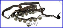 Large 24 Bell Antique/Vintage Brass Horse Sleigh Bells on Leather Belt Read