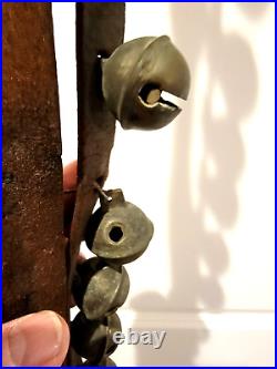 Large 24 Bell Antique/Vintage Brass Horse Sleigh Bells on Leather Belt Read