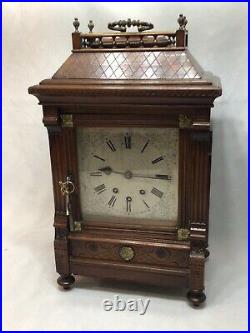 Large Aesthetic Carved German 8 Bells Musical Brass Mounted Bracket clock