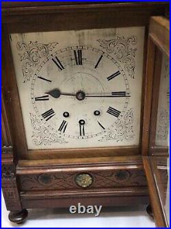 Large Aesthetic Carved German 8 Bells Musical Brass Mounted Bracket clock