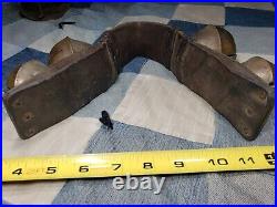 Large Antique 1880s Solid Brass Sleigh Bells Leather Harness Strap