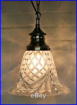 Large Antique Bell Glass Ceiling Light Pendant + Ornate Faux Gallery & Fittings