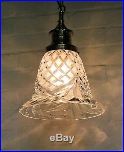 Large Antique Bell Glass Ceiling Light Pendant + Ornate Faux Gallery & Fittings