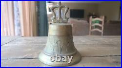 Large Antique Brass Prayer Bell LOUD! 7 x 5.25