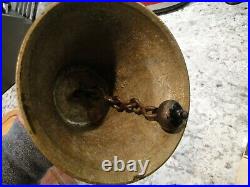 Large Antique Brass Teachers School Bell Town Crier