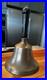 Large Antique Hand Bell Brass Wood Handle Unique Ship Railroad School