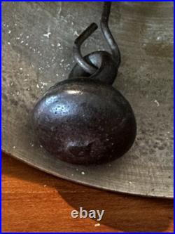 Large Antique Hand Bell Brass Wood Handle Unique Ship Railroad School