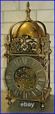 Large Antique Vincenti French Lantern Clock Brass for Parts circa 1855 Top Bell