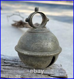 Large Antique Vintage Cow Horse Sleigh Bronze Bells Rich Patina