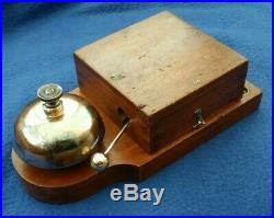 Large Antique Vintage Original Electric Door Railway Butler Bell Wood Brass