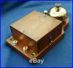 Large Antique Vintage Original Electric Door Railway Butler Bell Wood Brass