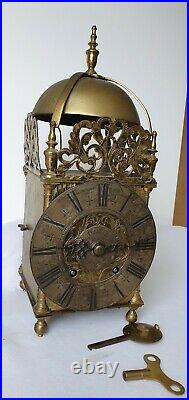Large Antique W&H German Double Bell Strike Lantern Clock