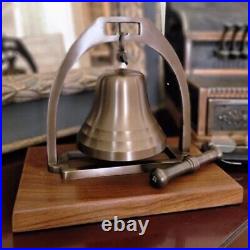 Large Antiqued Brass Desk Bell With Striker Second