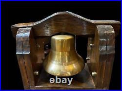 Large Brass Bell on Wood Stand