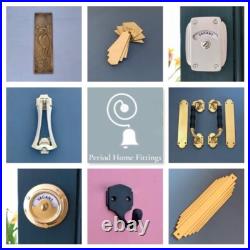 Large Cast Antique Brass 3 Front Door Bell Push Button Victorian Circular Round