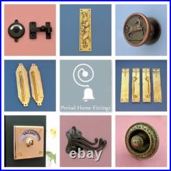 Large Cast Antique Brass 3 Front Door Bell Push Button Victorian Circular Round