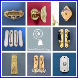 Large Cast Antique Brass 3 Front Door Bell Push Button Victorian Circular Round