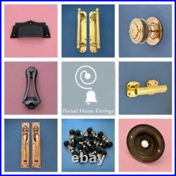 Large Cast Antique Brass 3 Front Door Bell Push Button Victorian Circular Round