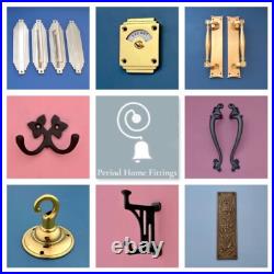 Large Cast Antique Brass 3 Front Door Bell Push Button Victorian Circular Round