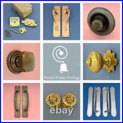 Large Cast Antique Brass 3 Front Door Bell Push Button Victorian Circular Round