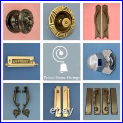 Large Cast Antique Brass 3 Front Door Bell Push Button Victorian Circular Round