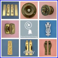 Large Cast Antique Brass 3 Front Door Bell Push Button Victorian Circular Round