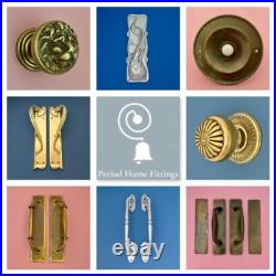 Large Cast Antique Brass 3 Front Door Bell Push Button Victorian Circular Round