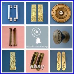 Large Cast Antique Brass 3 Front Door Bell Push Button Victorian Circular Round