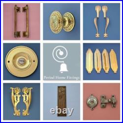 Large Cast Antique Brass 3 Front Door Bell Push Button Victorian Circular Round