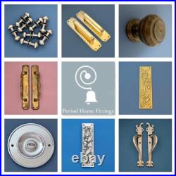 Large Cast Antique Brass 3 Front Door Bell Push Button Victorian Circular Round