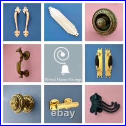 Large Cast Antique Brass 3 Front Door Bell Push Button Victorian Circular Round