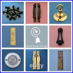 Large Cast Antique Brass 3 Front Door Bell Push Button Victorian Circular Round