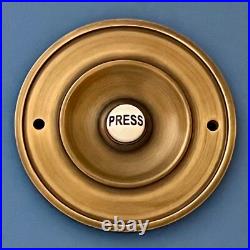 Large Cast Antique Brass 5 Front Door Bell Push Button Victorian Circular Round