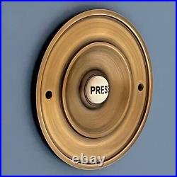 Large Cast Antique Brass 5 Front Door Bell Push Button Victorian Circular Round