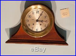 Large Chelsea Ship's Bell Brass Clock With Beautiful Mahogany Stand