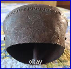 Large Cow or Bull Bell Primitive Copper Hanging Brass Patina Loud Sound 11 Tall