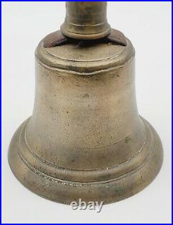 Large Heavy Antique Brass Hand Held School Bell, 13 with 6 Bell Diameter