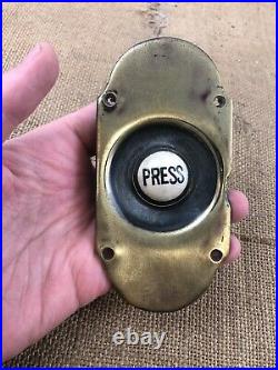 Large Impressive Antique Brass Electric Door Bell Push Press Original Button