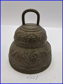 Large Monastery Sanctuary Solid Brass Bell Latin 5-1/2H Decorative Collectible
