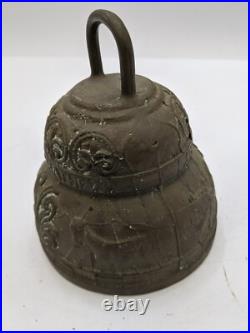 Large Monastery Sanctuary Solid Brass Bell Latin 5-1/2H Decorative Collectible