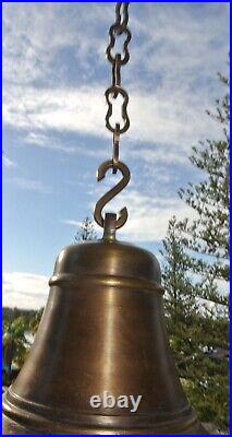 Large Nautical Ship Door school Bell chain Solid brass old style Hang 21cm