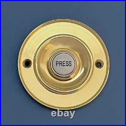 Large Polished Brass 3 Front Door Bell Push Button Victorian Circular Round