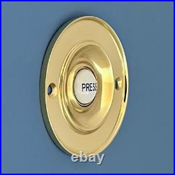 Large Polished Brass 3 Front Door Bell Push Button Victorian Circular Round