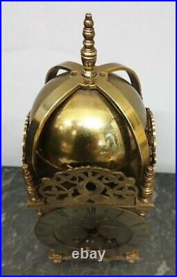 Large Quality Vintage Mechanical 8 Day Brass Lantern Clock with Bell Strike