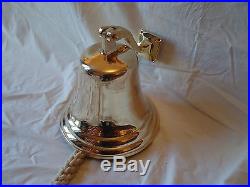 Large Ships Brass Bell with Rope 3k in weight Nautical Bar Pub A Nice Gift