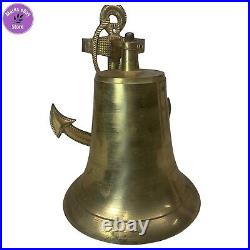 Large Solid Brass Bell Antique Hanging Wall Mount Nautical