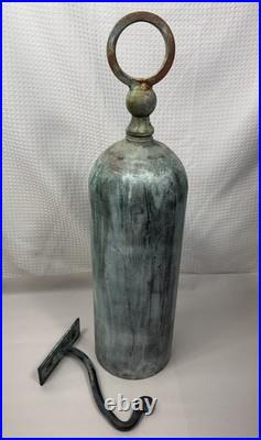 Large Solid Brass Hanging Bell 26.5 Rustic Patina Wall Mount Farmhouse