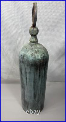 Large Solid Brass Hanging Bell 26.5 Rustic Patina Wall Mount Farmhouse