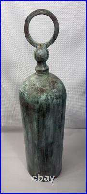 Large Solid Brass Hanging Bell 26.5 Rustic Patina Wall Mount Farmhouse